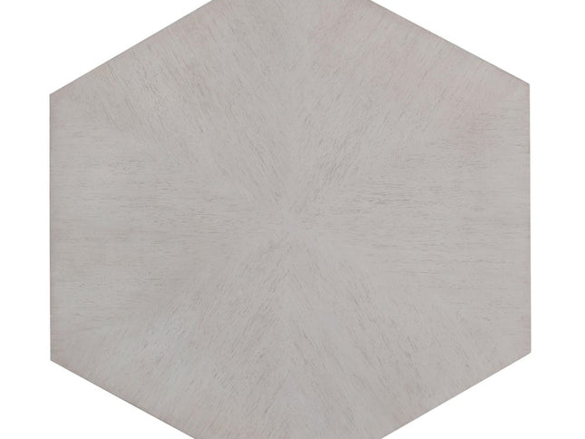 50" Gray Wood Hexagon Distressed Block Coffee Table