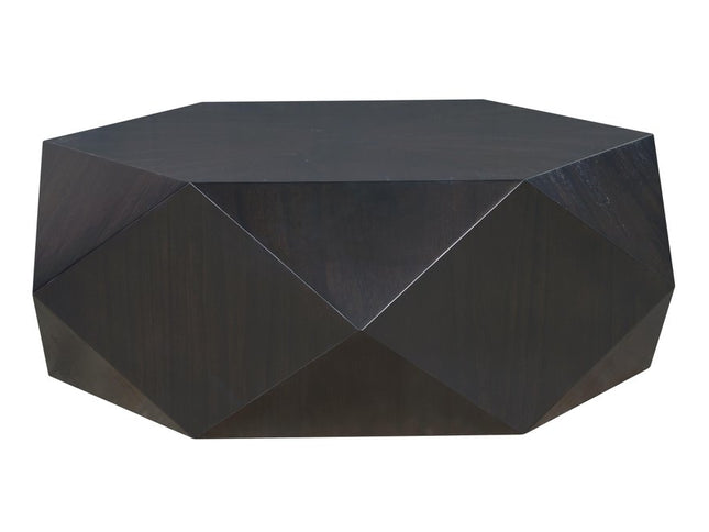 50" Black Wood Hexagon Block Coffee Table