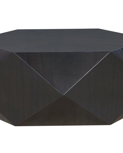 50" Black Wood Hexagon Block Coffee Table