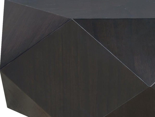 50" Black Wood Hexagon Block Coffee Table