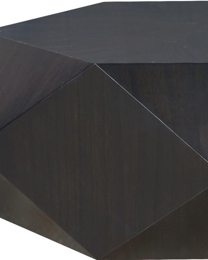 50" Black Wood Hexagon Block Coffee Table