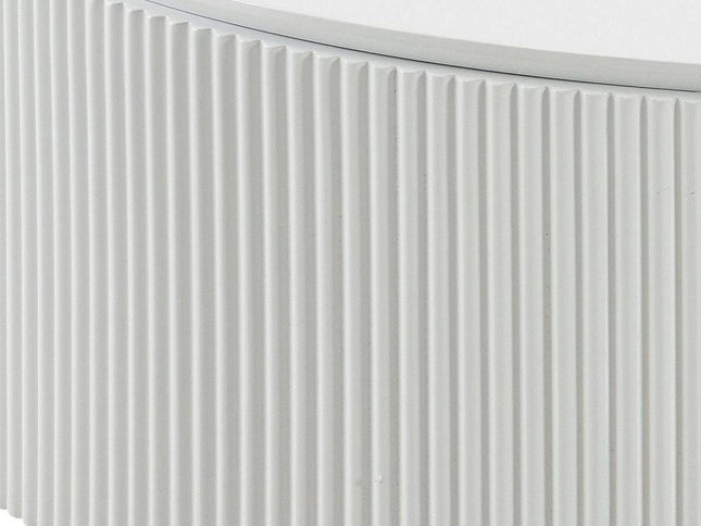 47" White Wood Round Drum Coffee Table