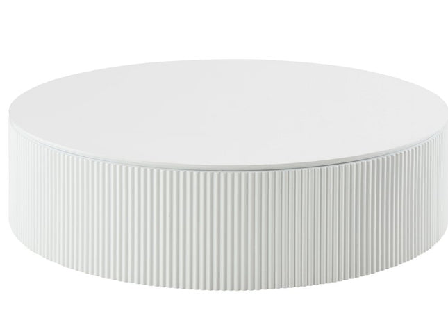 47" White Wood Round Drum Coffee Table