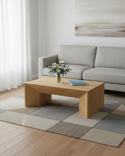 53" Oak Wood Sled Coffee Table