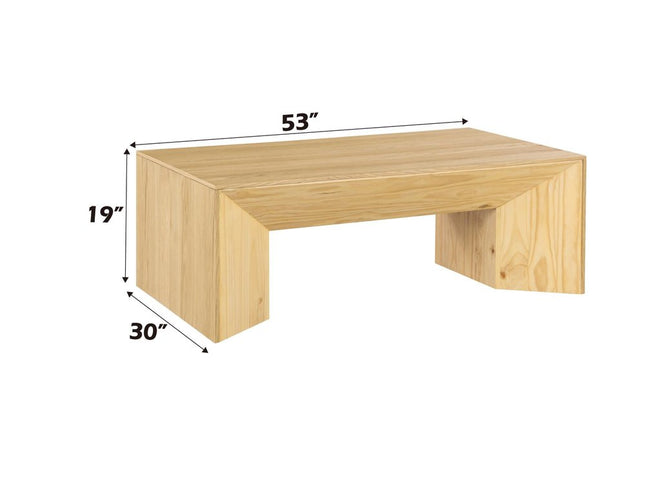 53" Oak Wood Sled Coffee Table