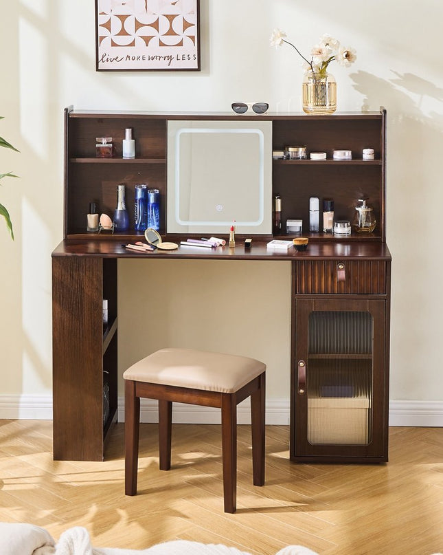 47" Brown Wood Lighted Single Drawer Dresser