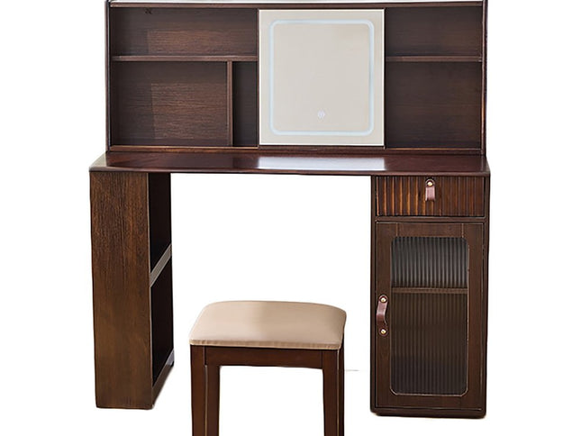 47" Brown Wood Lighted Single Drawer Dresser