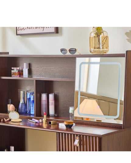 47" Brown Wood Lighted Single Drawer Dresser