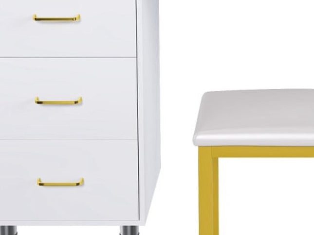 32" White Wood Lighted Five Drawer Dresser