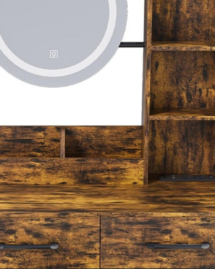 31" Brown Wood Lighted Two Drawer Dresser