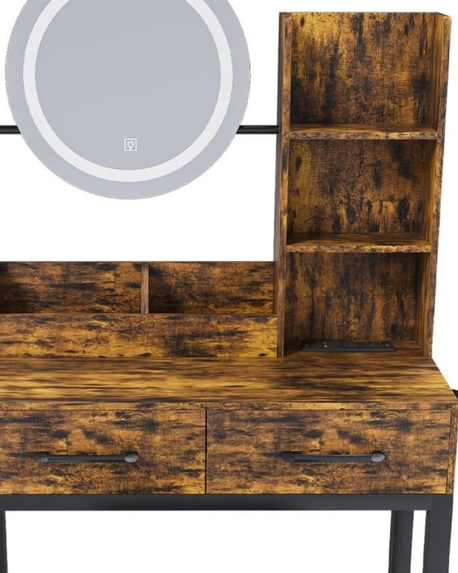 31" Brown Wood Lighted Two Drawer Dresser