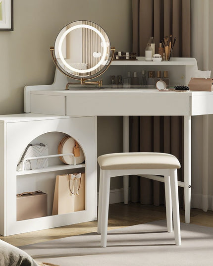 56" White Wood Lighted Single Drawer Dresser