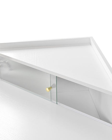 56" White Wood Lighted Single Drawer Dresser