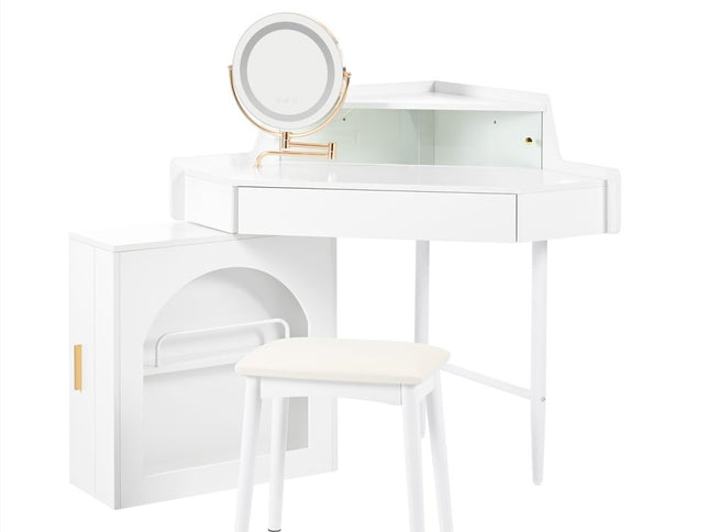 56" White Wood Lighted Single Drawer Dresser