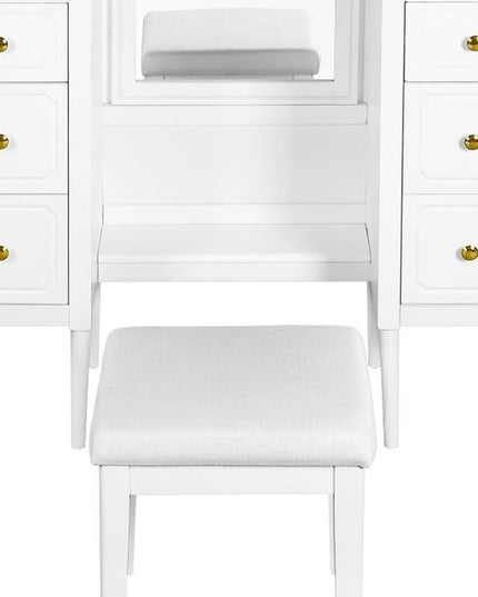 47" White Wood Six Drawer Dresser