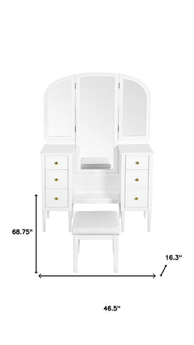 47" White Wood Six Drawer Dresser