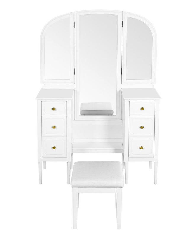 47" White Wood Six Drawer Dresser