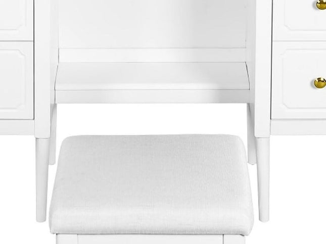 47" White Wood Six Drawer Dresser