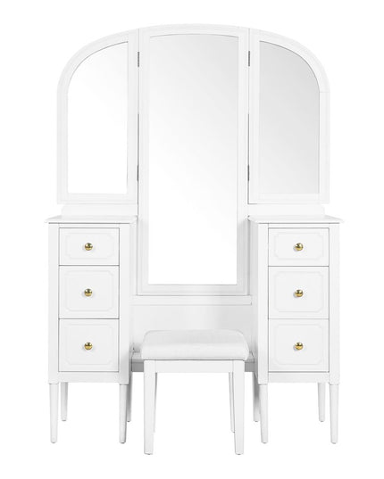 47" White Wood Six Drawer Dresser