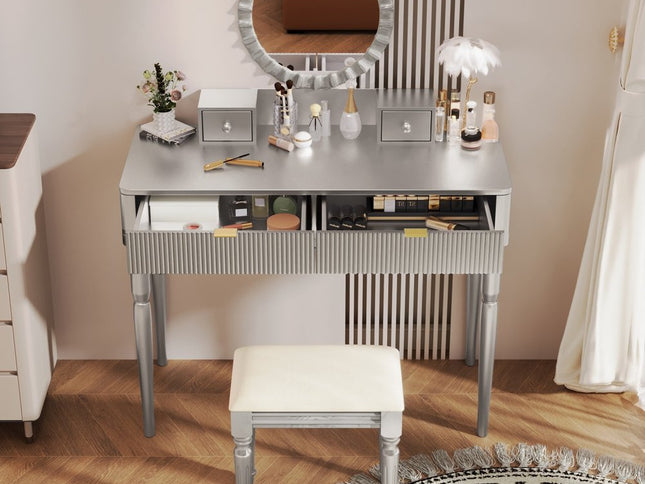 39" Silver Wood Two Drawer Dresser