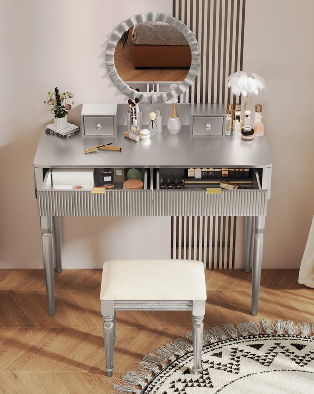 39" Silver Wood Two Drawer Dresser