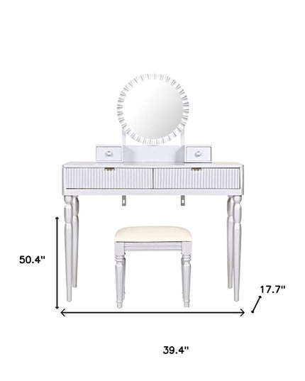 39" Silver Wood Two Drawer Dresser
