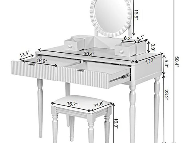 39" Silver Wood Two Drawer Dresser