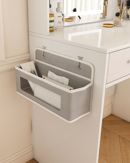 28" White Wood Lighted Two Drawer Dresser