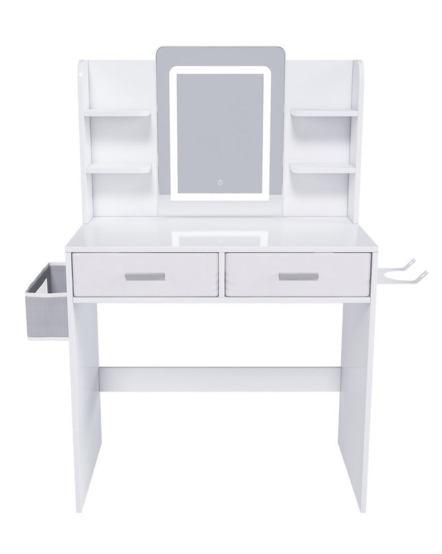 28" White Wood Lighted Two Drawer Dresser