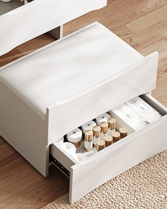 19" White Wood Lighted Four Drawer Dresser