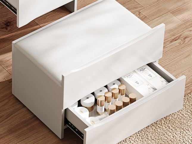 19" White Wood Lighted Four Drawer Dresser