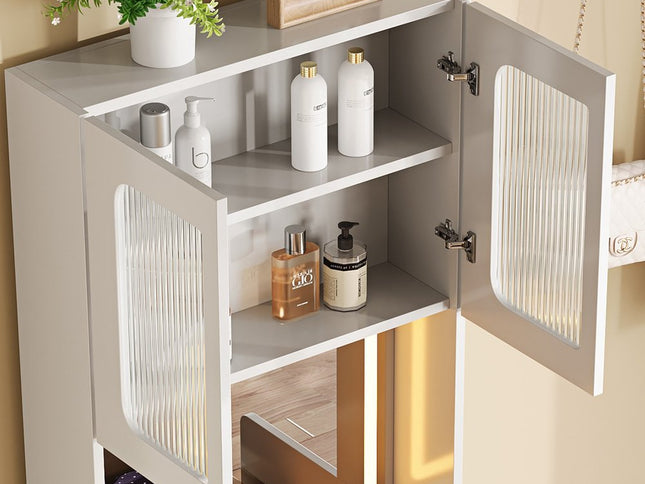 19" White Wood Lighted Four Drawer Dresser