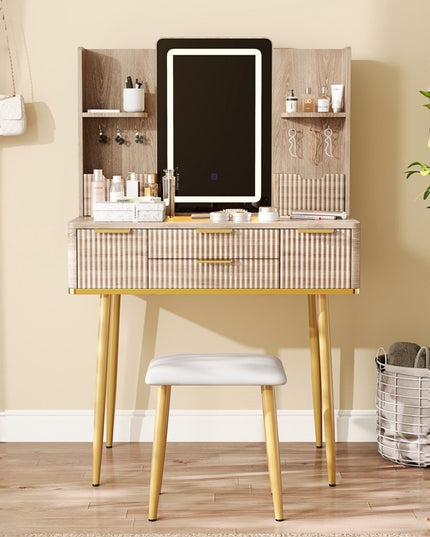 30" Brown Wood Lighted Four Drawer Dresser