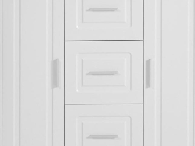 59" White Wood Lighted Three Drawer Dresser