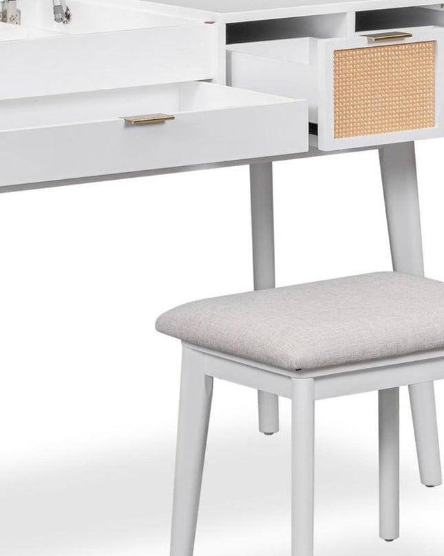 43" White Wood Four Drawer Dresser