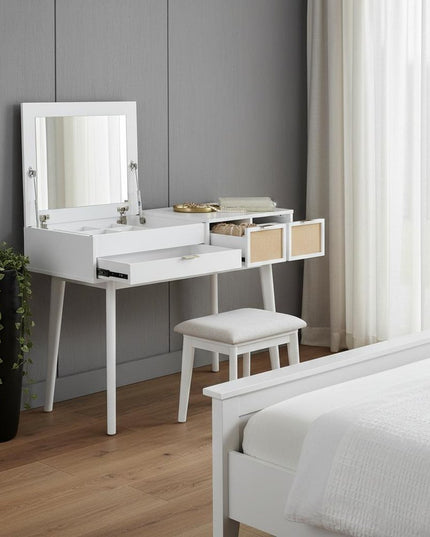 43" White Wood Four Drawer Dresser