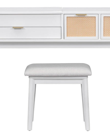 43" White Wood Four Drawer Dresser