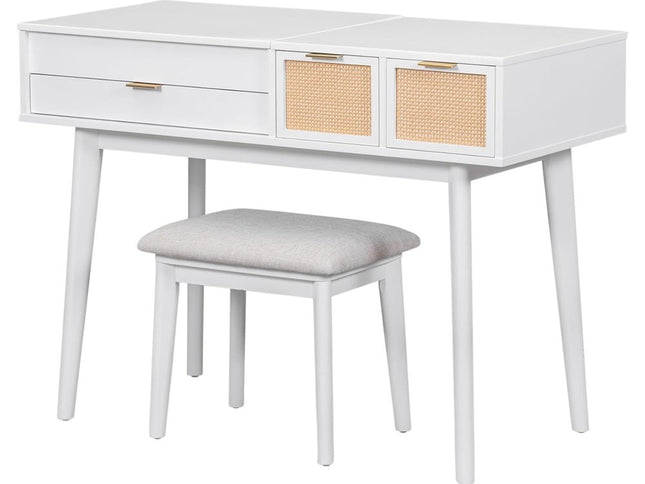 43" White Wood Four Drawer Dresser