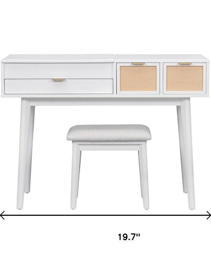 43" White Wood Four Drawer Dresser