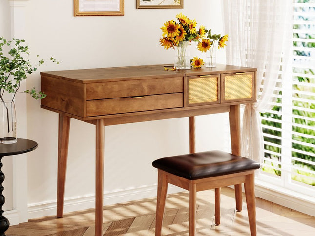 43" Brown Wood Four Drawer Dresser