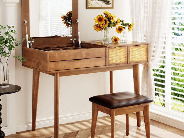 43" Brown Wood Four Drawer Dresser