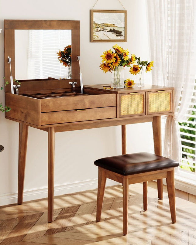 43" Brown Wood Four Drawer Dresser