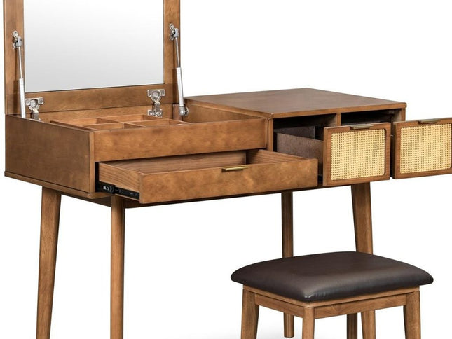 43" Brown Wood Four Drawer Dresser