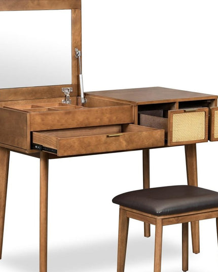 43" Brown Wood Four Drawer Dresser