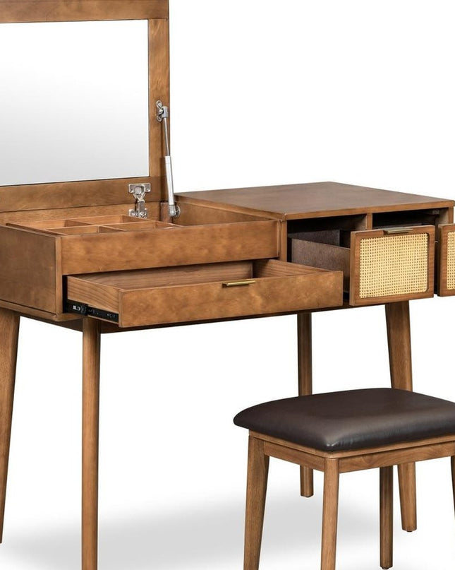 43" Brown Wood Four Drawer Dresser