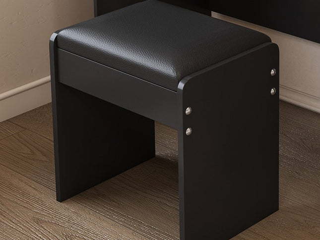 30" Black Wood Lighted Five Drawer Dresser