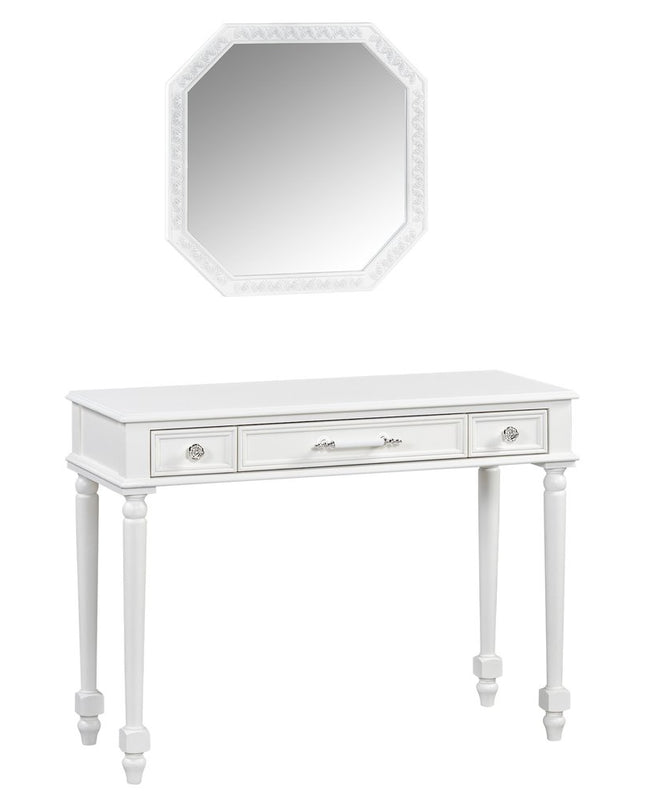 39" White Wood Three Drawer Dresser