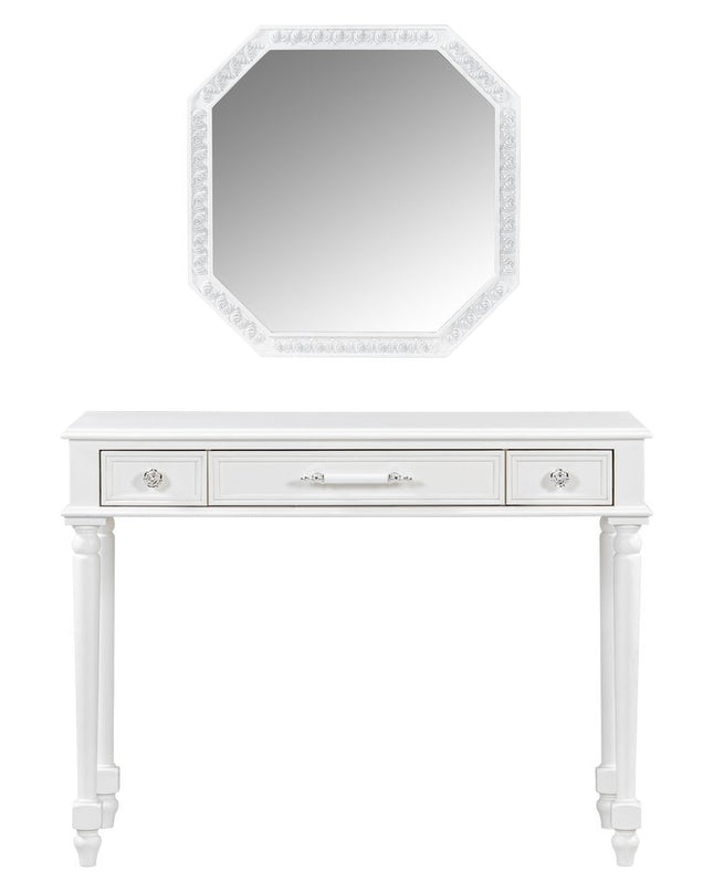 39" White Wood Three Drawer Dresser