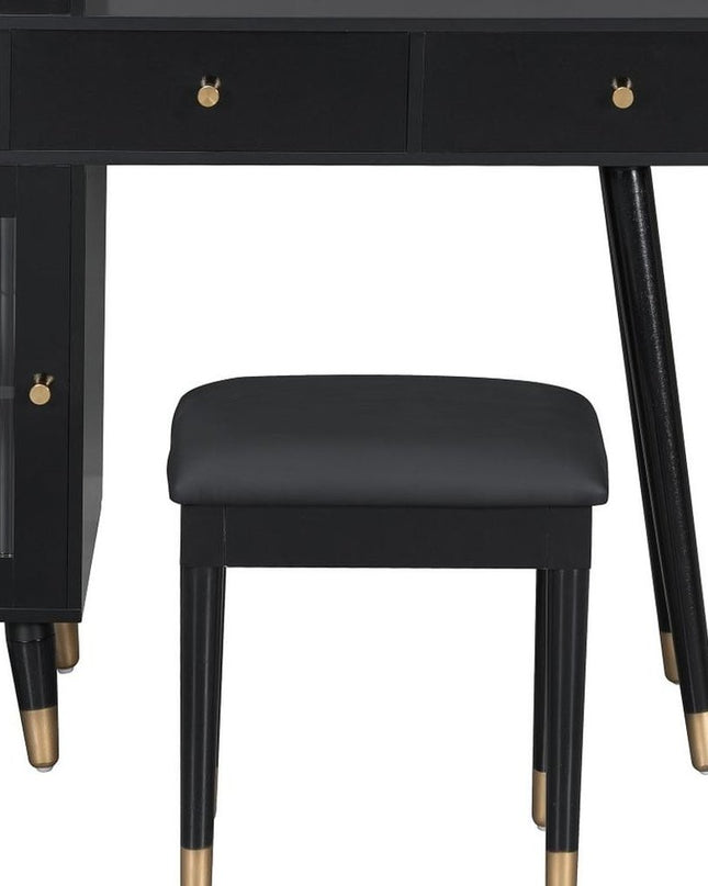 44" Black Wood Two Drawer Dresser