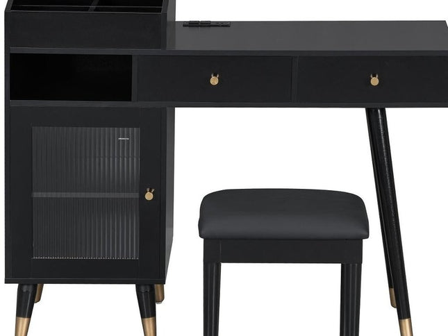 44" Black Wood Two Drawer Dresser